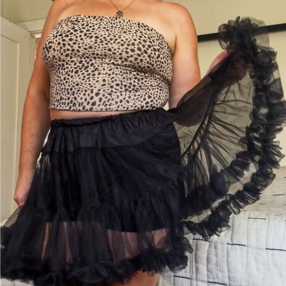 Black Mesh + Tulle Petticoat Tutu Skirt, Size S/M